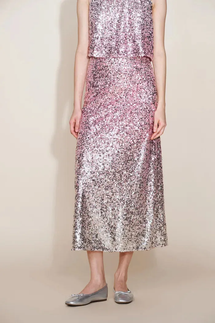 Electra Hand Finished Ombre Midi Skirt in Full Sequin Embroidery sold by Fabrique