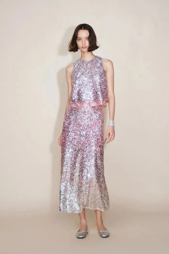 Electra Hand Finished Ombre Midi Skirt in Full Sequin Embroidery sold by Fabrique product image thumbnail 2