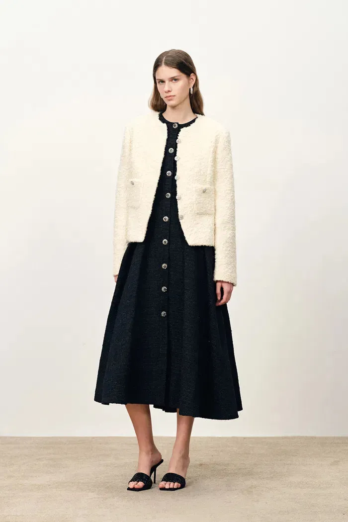 Rosie Lapel Tweed Cinched Dress in French Bouclé sold by Fabrique product image thumbnail 3