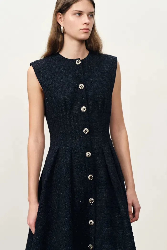 Rosie Lapel Tweed Cinched Dress in French Bouclé sold by Fabrique product image thumbnail 4