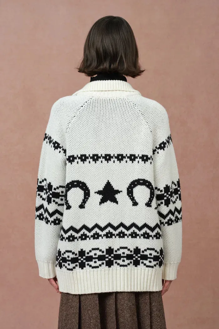Bethany Fair Isle Pony Cardigan in Merino Wool Jacquard Knit sold by Fabrique product image thumbnail 5