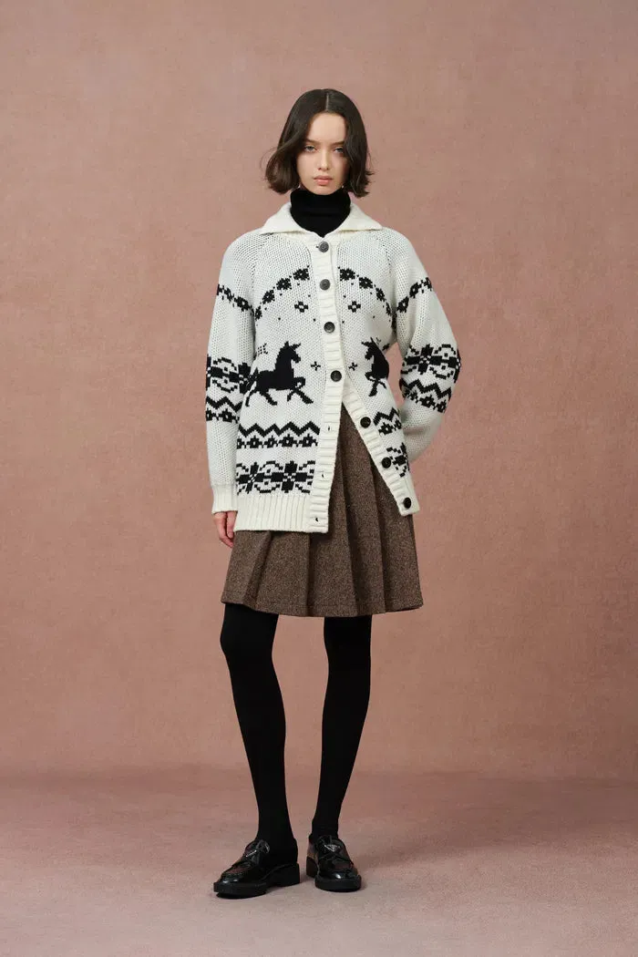 Bethany Fair Isle Pony Cardigan in Merino Wool Jacquard Knit sold by Fabrique product image thumbnail 2