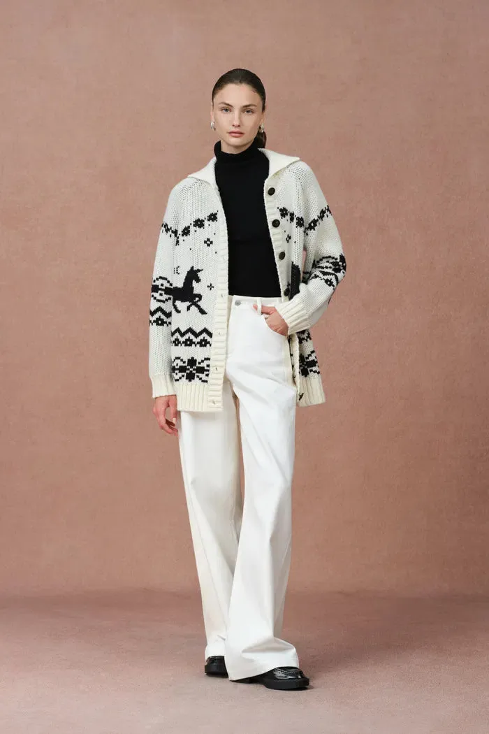 Bethany Fair Isle Pony Cardigan in Merino Wool Jacquard Knit sold by Fabrique product image thumbnail 3