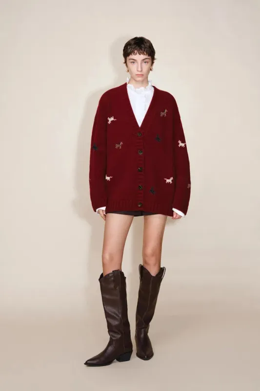 Erica V Neck Pony Cardigan in Merino Mohair Blend sold by Fabrique