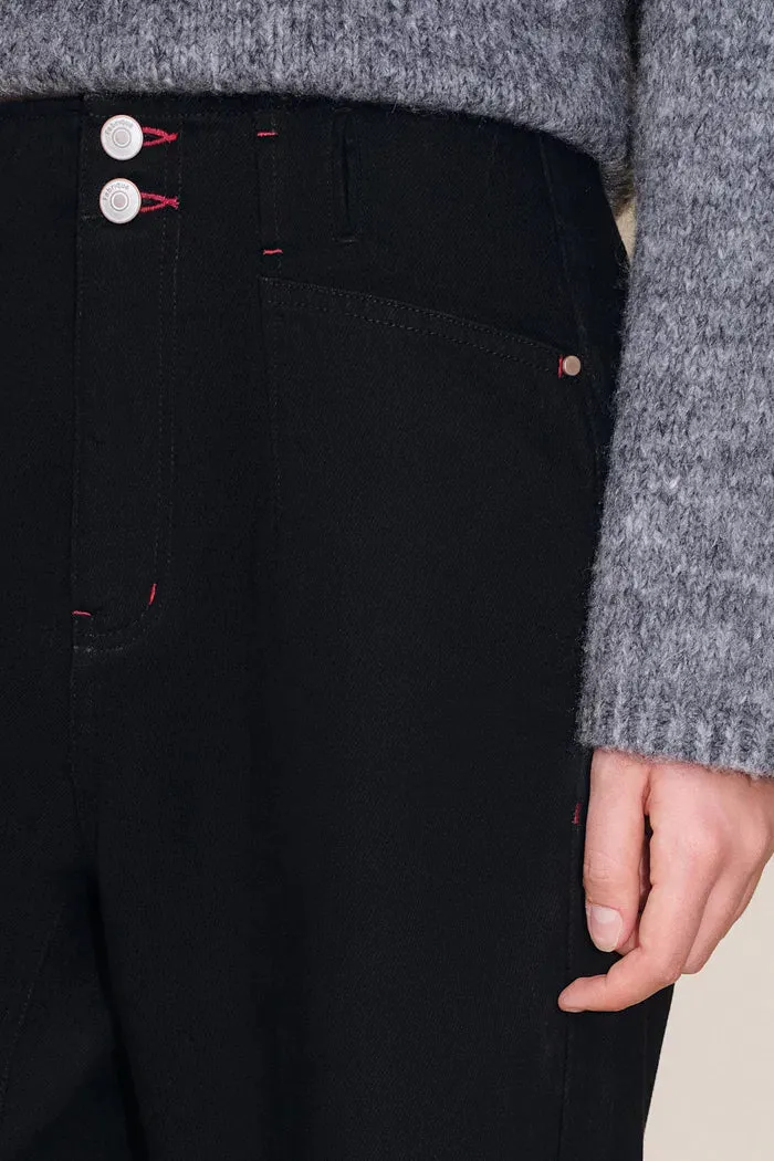 Soft Sculpture Contrast Stitch Barrel Leg Jeans in Cotton Denim sold by Fabrique product image thumbnail 4