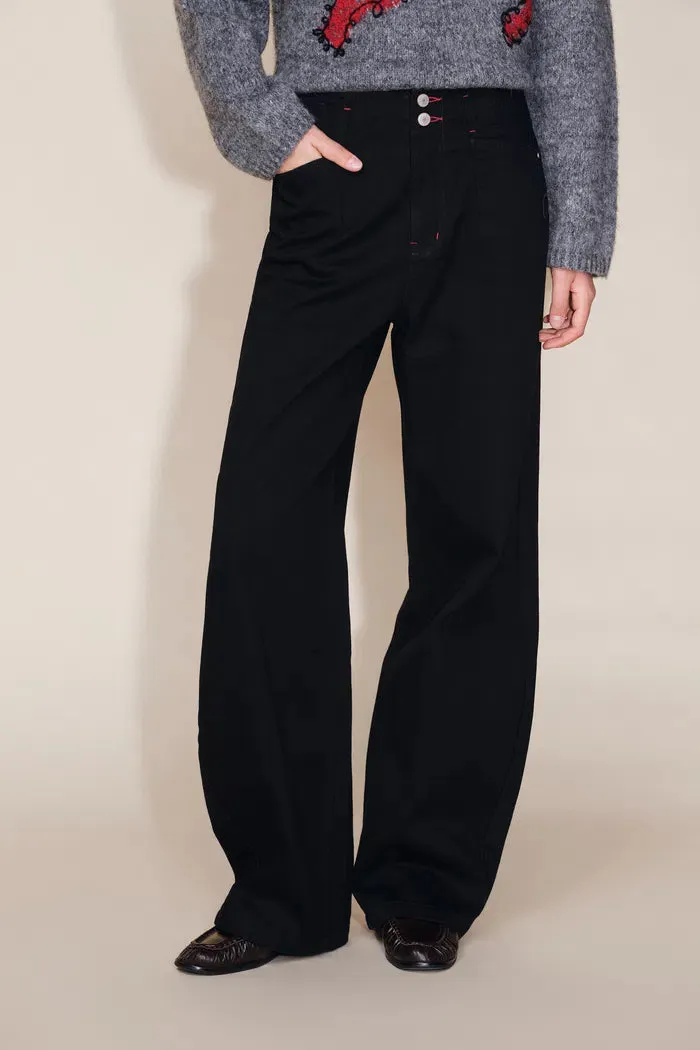 Soft Sculpture Contrast Stitch Barrel Leg Jeans in Cotton Denim sold by Fabrique