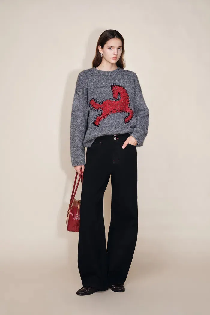 Soft Sculpture Contrast Stitch Barrel Leg Jeans in Cotton Denim sold by Fabrique product image thumbnail 2