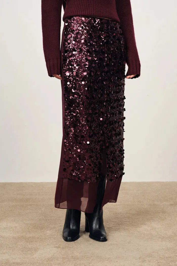 Elodie Hand-Applied Sequin Mesh Midi Skirt in Full Sequin sold by Fabrique product image thumbnail 4