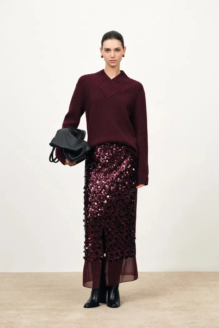 Elodie Hand-Applied Sequin Mesh Midi Skirt in Full Sequin sold by Fabrique product image thumbnail 2