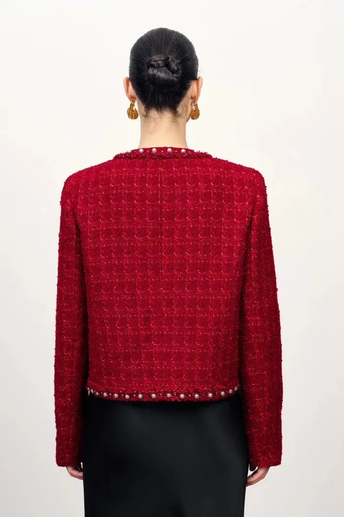 Seraphina Pearl Beaded Trims Boxy Jacket in French Tweed sold by Fabrique product image thumbnail 5