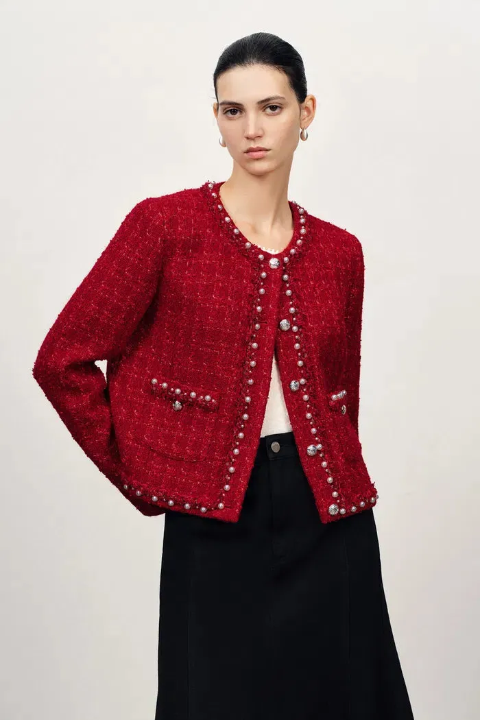 Seraphina Pearl Beaded Trims Boxy Jacket in French Tweed sold by Fabrique product image thumbnail 2