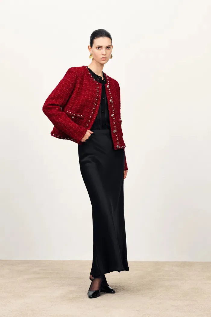 Seraphina Pearl Beaded Trims Boxy Jacket in French Tweed sold by Fabrique product image thumbnail 3