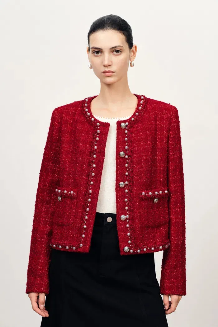 Seraphina Pearl Beaded Trims Boxy Jacket in French Tweed sold by Fabrique product image thumbnail 4