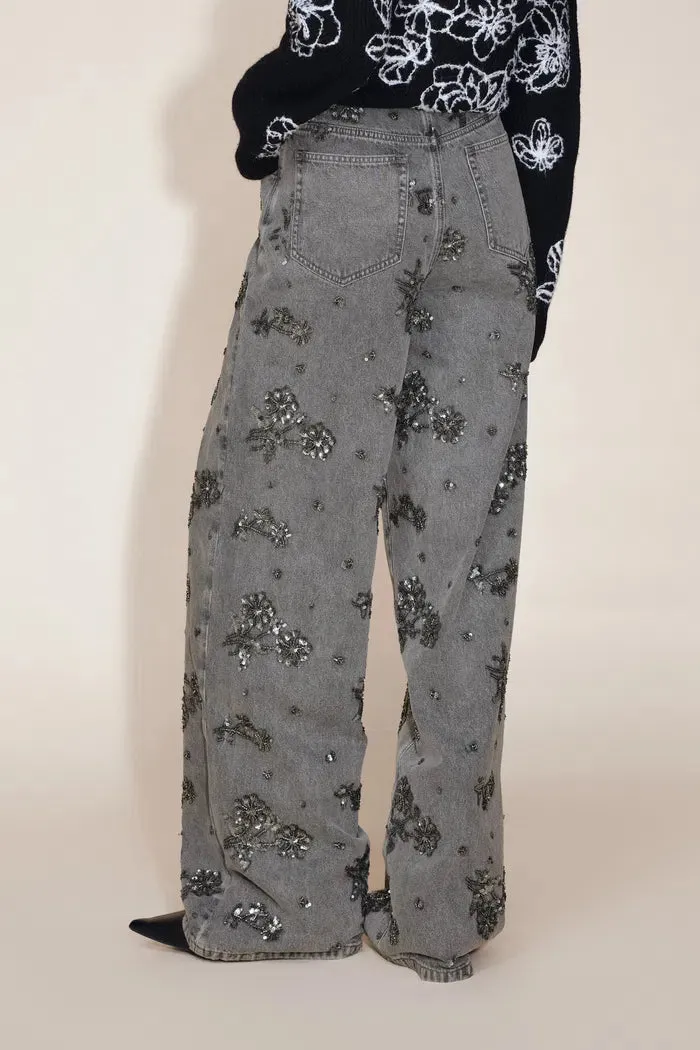 Star Hand Beaded Straight Leg Jeans in Cotton Denim sold by Fabrique product image thumbnail 4