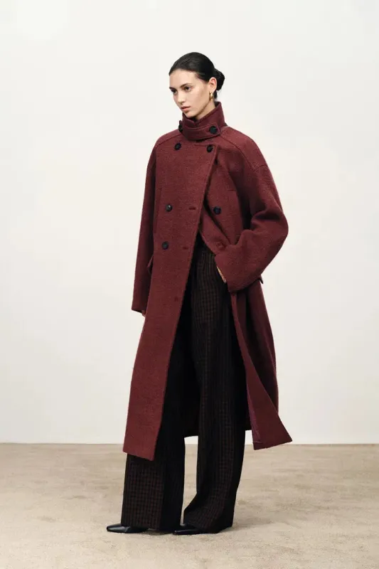 Sophie Cocoon Coat in Merino Wool Twill sold by Fabrique