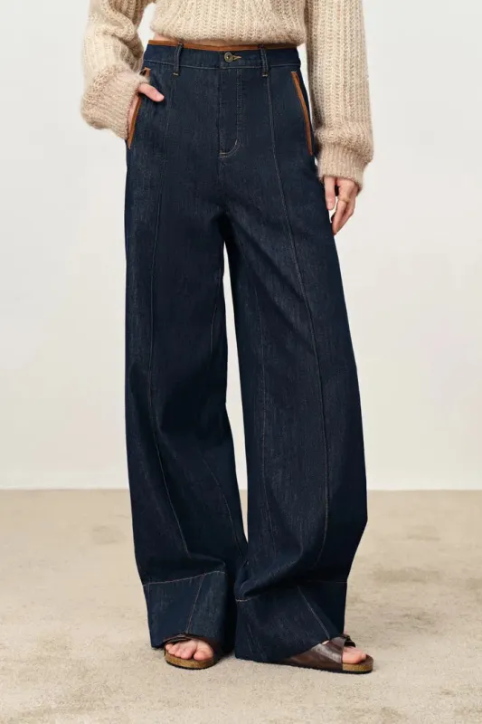 Liberty Two-Tone Zip-Pocket Jeans in Cotton Denim sold by Fabrique