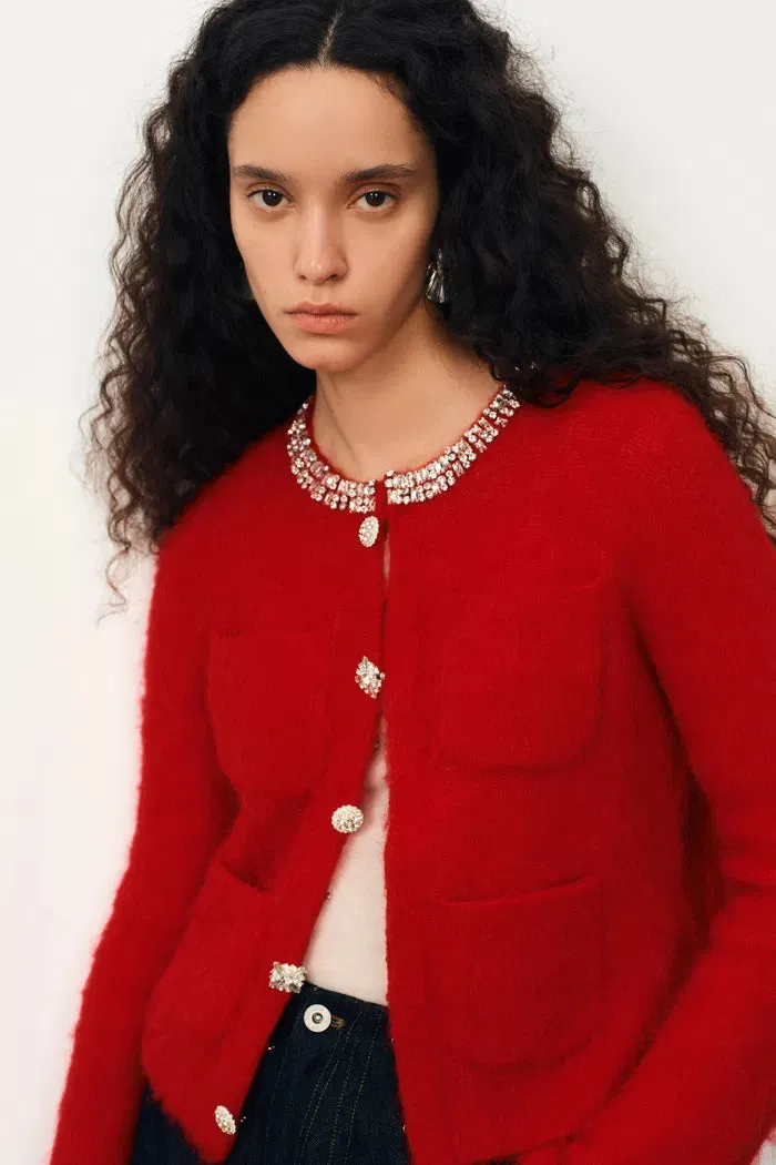 Scarlett Rhinestone Cardigan in Wool Alpaca Knit sold by Fabrique product image thumbnail 2