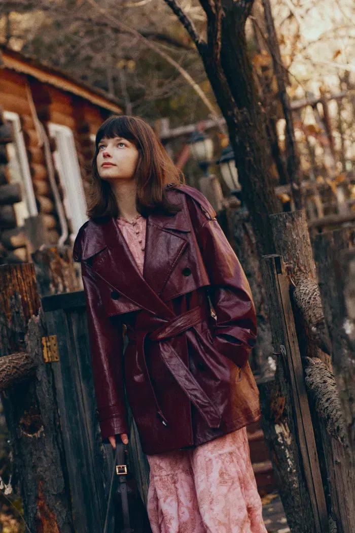 Ostro Trench Style Coat in Waxed Faux Leather sold by Fabrique product image thumbnail 4
