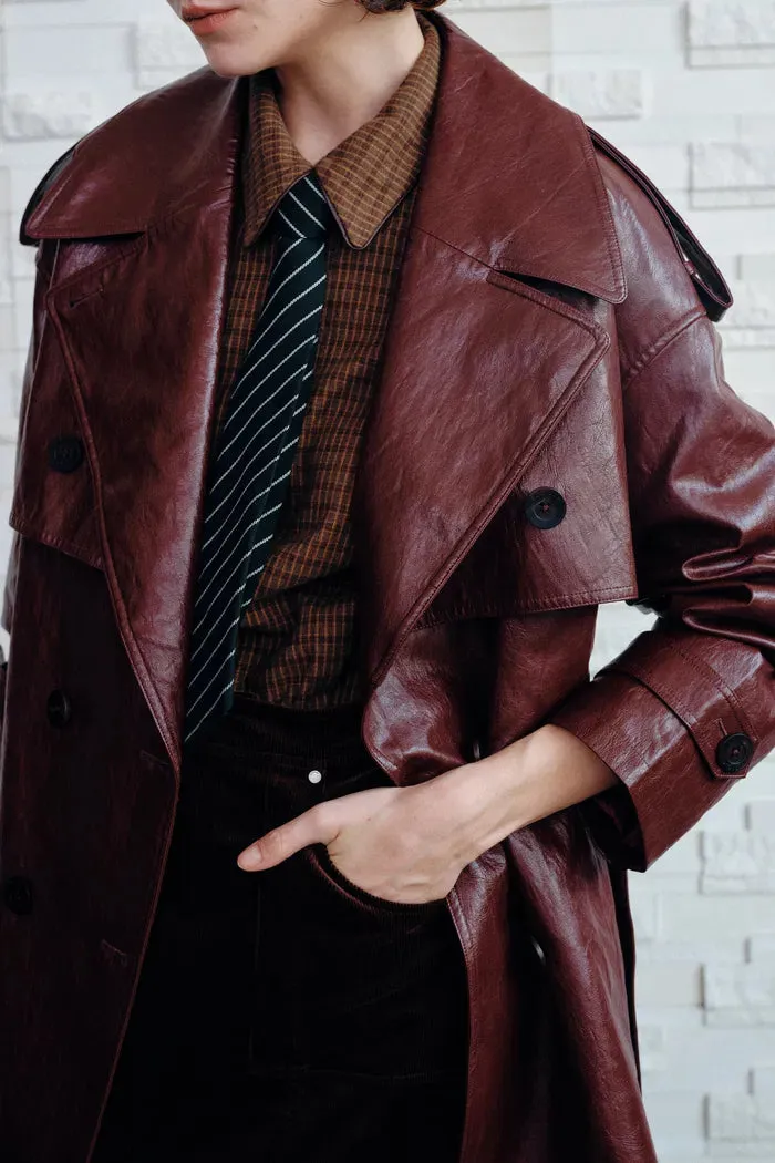 Ostro Trench Style Coat in Waxed Faux Leather sold by Fabrique product image thumbnail 2