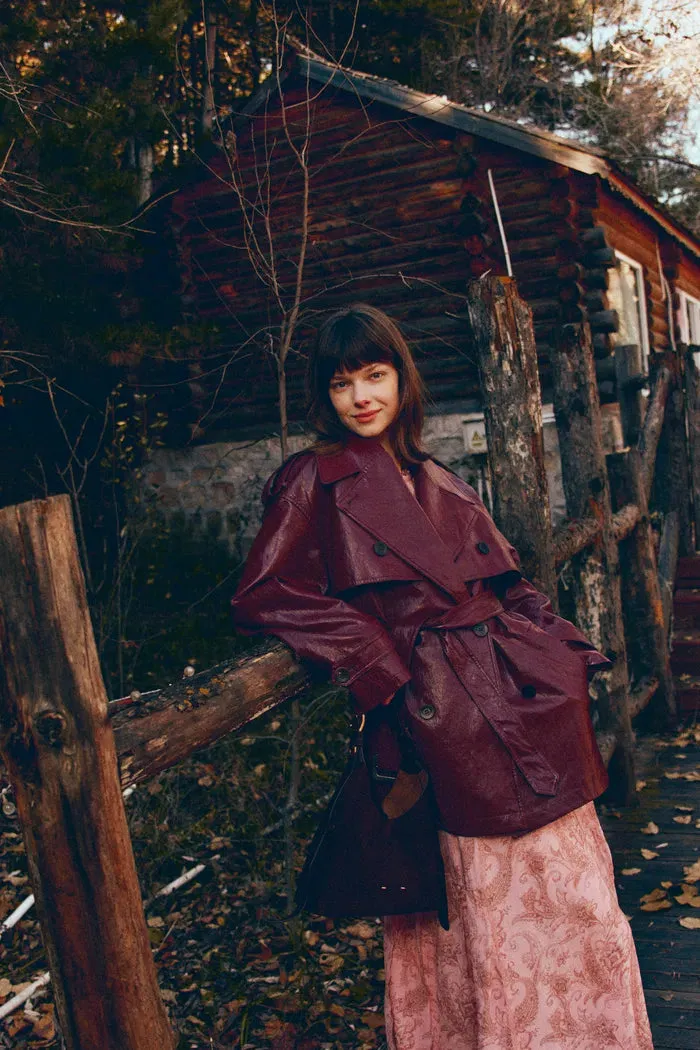 Ostro Trench Style Coat in Waxed Faux Leather sold by Fabrique product image thumbnail 3