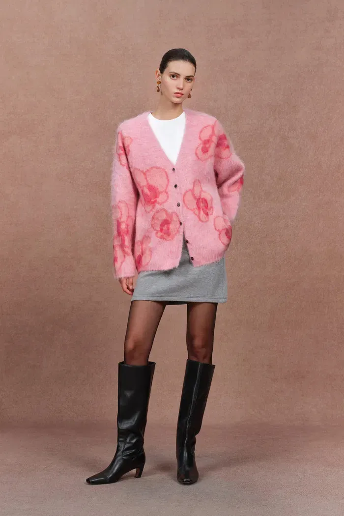 Juliet Orchid Jacquard Cardigan in Alpaca Knit sold by Fabrique product image thumbnail 5