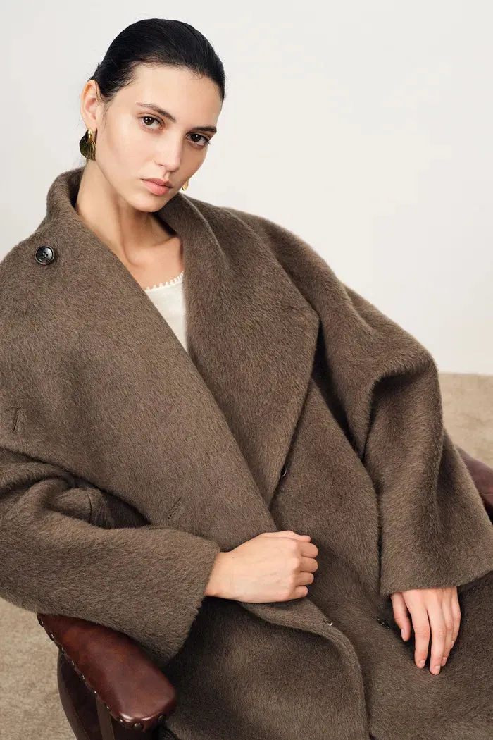 Lumi Mocha Wrap Coat in Alpaca Wool Blend sold by Fabrique product image thumbnail 2