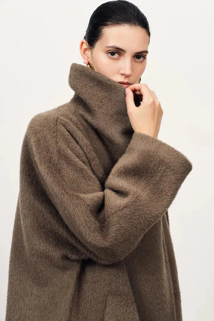Lumi Mocha Wrap Coat in Alpaca Wool Blend sold by Fabrique product image thumbnail 5