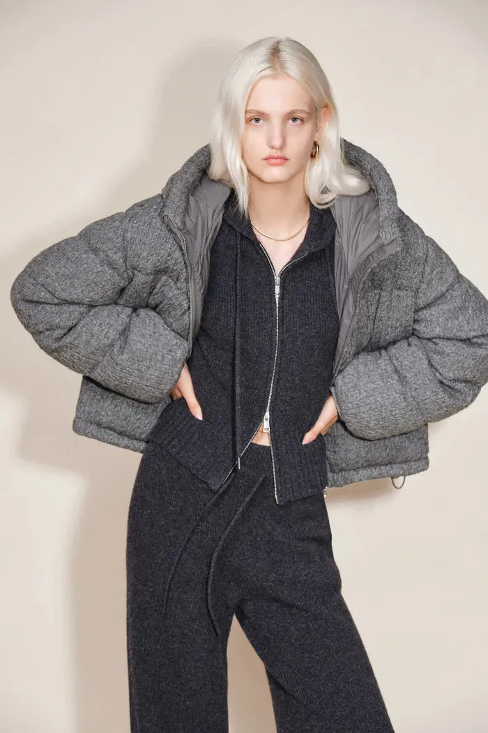 Ethel Hooded Down Jacket in Merino Wool Cable Knit sold by Fabrique product image thumbnail 5