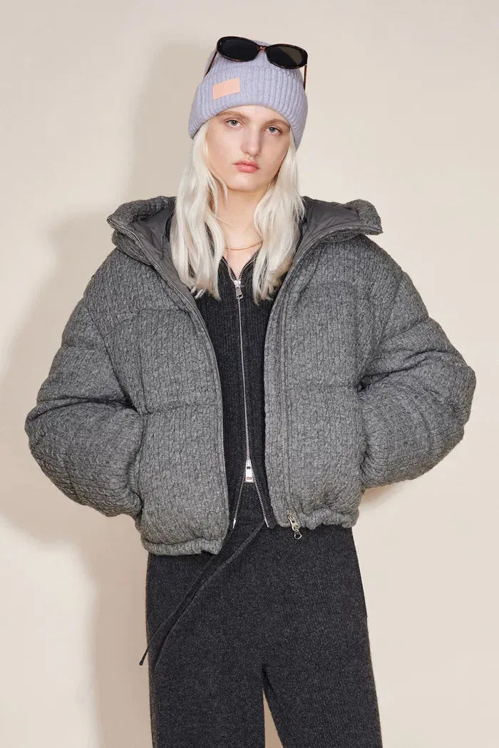 Ethel Hooded Down Jacket in Merino Wool Cable Knit sold by Fabrique product image thumbnail 2