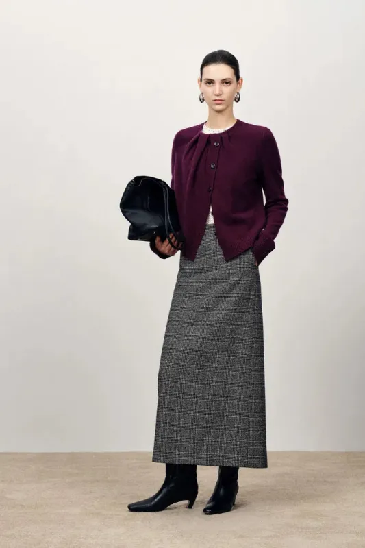 Cecilia Gathered Pleat Cardigan Merino-Cashmere Blend sold by Fabrique