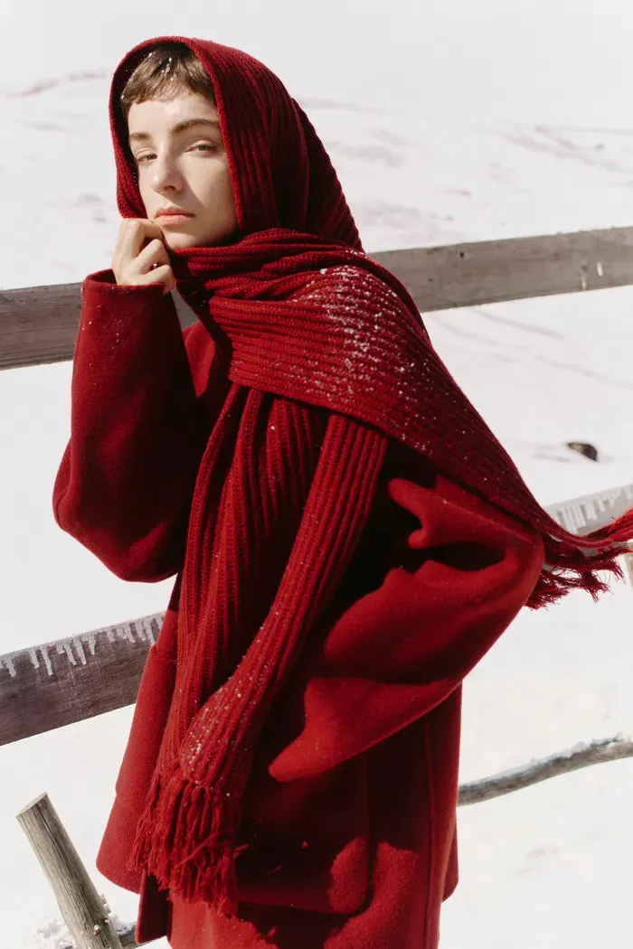 Kaila Fringed Scarf Coat in Double Face Merino Cashmere sold by Fabrique product image thumbnail 4