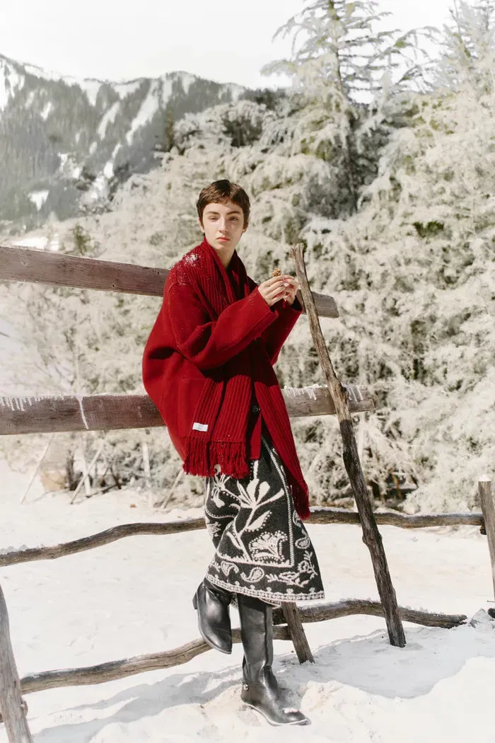 Kaila Fringed Scarf Coat in Double Face Merino Cashmere sold by Fabrique product image thumbnail 3