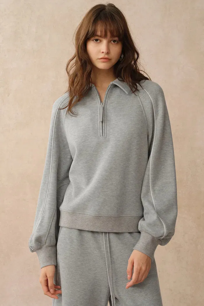 Danielle Leather Zip Lightweight Sweatshirt and Pants Matching Sets in Spacer Knit Fabric sold by Fabrique product image thumbnail 2