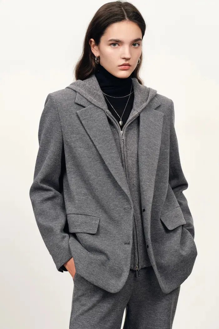 Avery Detachable Knit Hooded Blazer and Pants Matching Sets in Merino Wool sold by Fabrique product image thumbnail 4