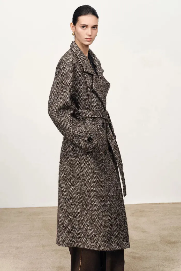 Audrey Plaid Wool Coat in Herringbone Merino Wool sold by Fabrique product image thumbnail 5