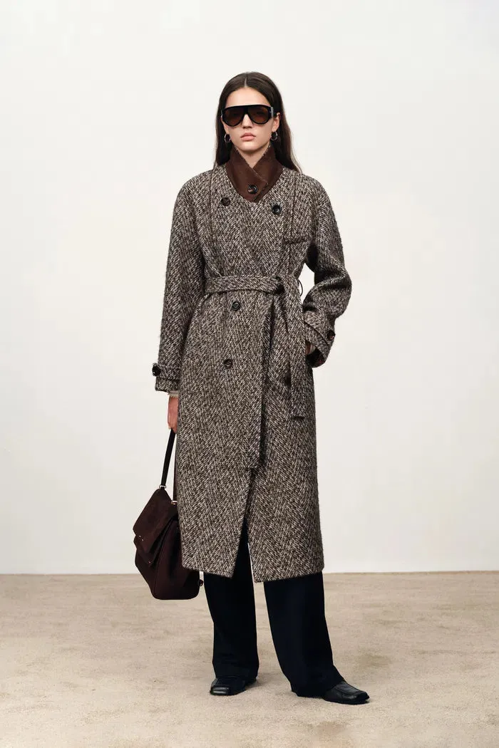 Audrey Plaid Wool Coat in Herringbone Merino Wool sold by Fabrique product image thumbnail 3