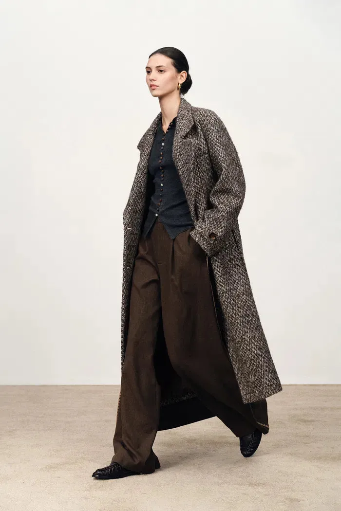 Audrey Plaid Wool Coat in Herringbone Merino Wool sold by Fabrique product image thumbnail 4