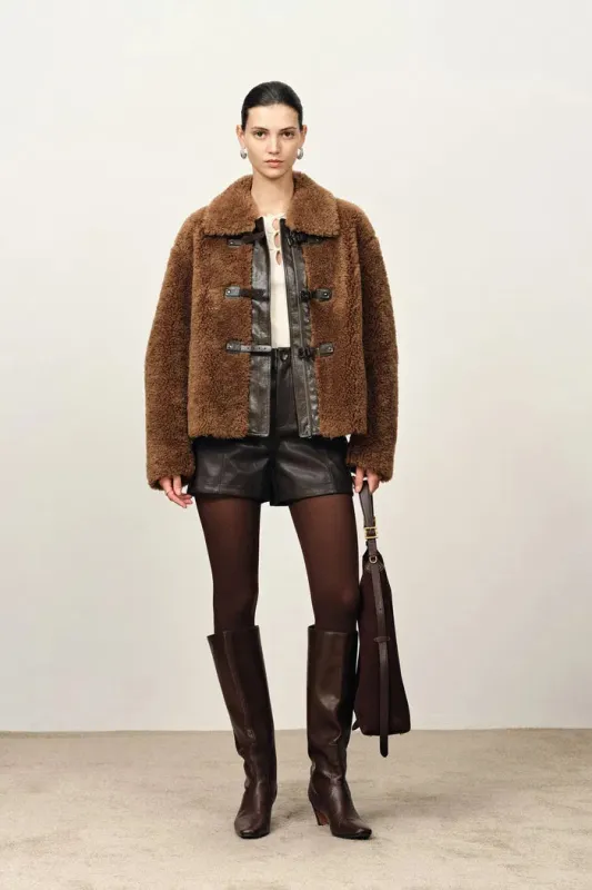 Alisa Faux Sherpa Fleece Short Coat in Merino Wool Teddy sold by Fabrique