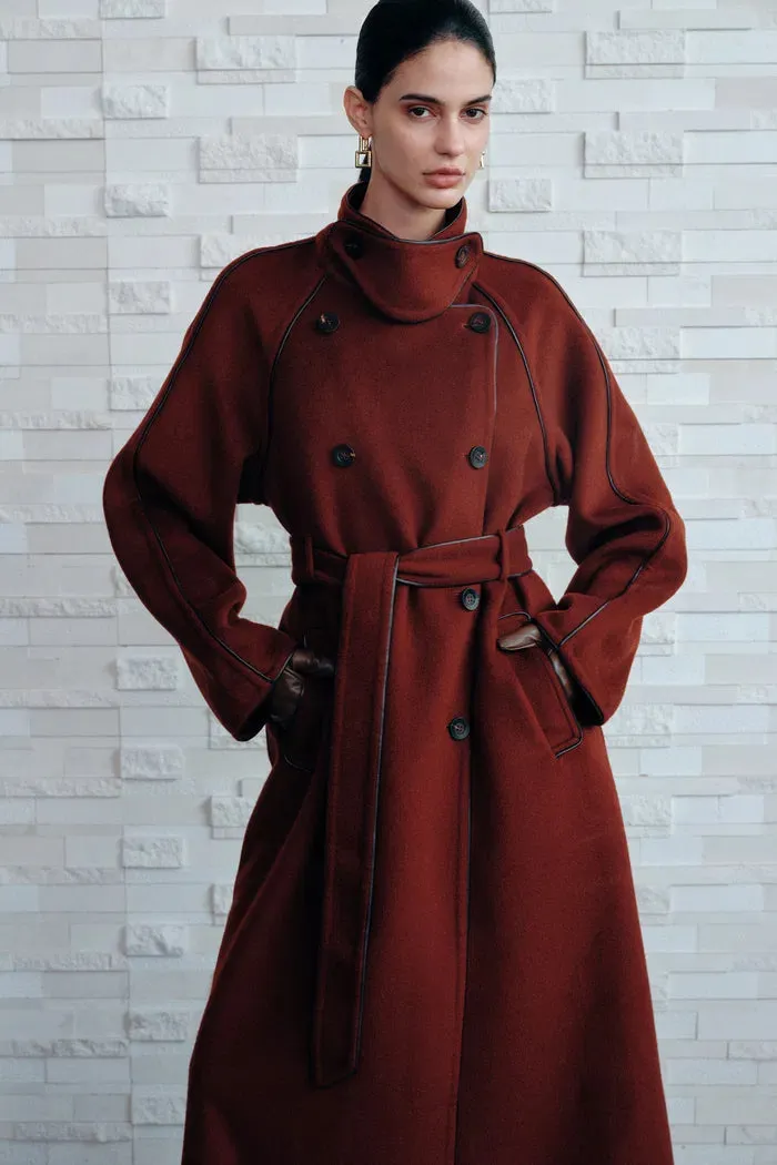 Ponente PU Trim Wool Trench Coat in Double-Face Merino Wool sold by Fabrique product image thumbnail 2