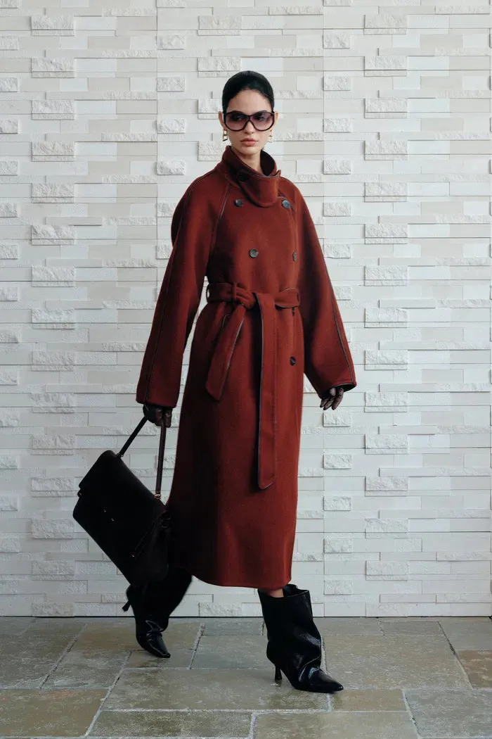 Ponente PU Trim Wool Trench Coat in Double-Face Merino Wool sold by Fabrique product image thumbnail 3