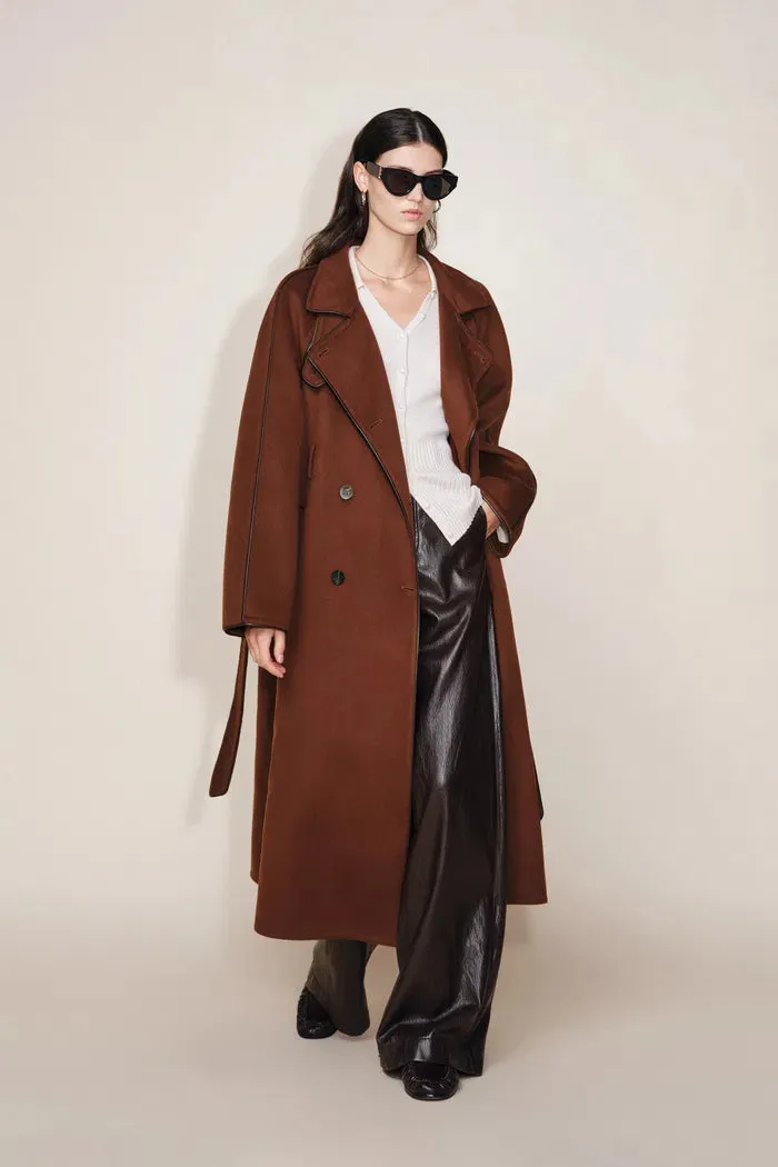 Ponente PU Trim Wool Trench Coat in Double-Face Merino Wool sold by Fabrique product image thumbnail 4