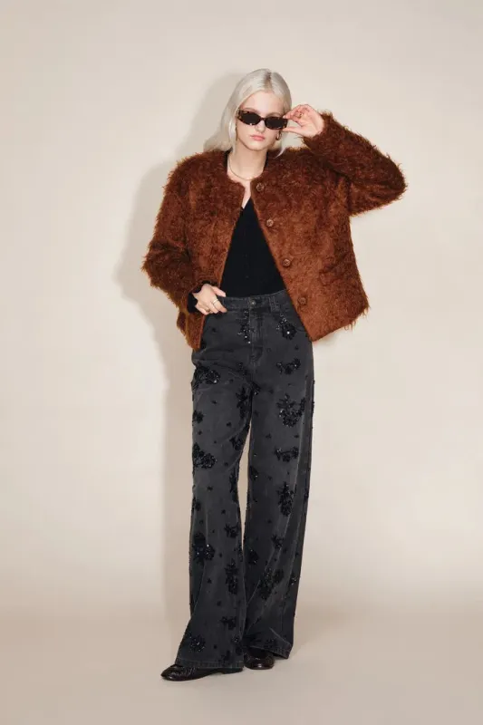 Peggy Boxy Cut Fur Coat in Mohair Faux Fur sold by Fabrique
