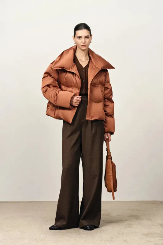 Ivy Lapel Quilted Down Jacket in Acetate Satin made by Fabrique