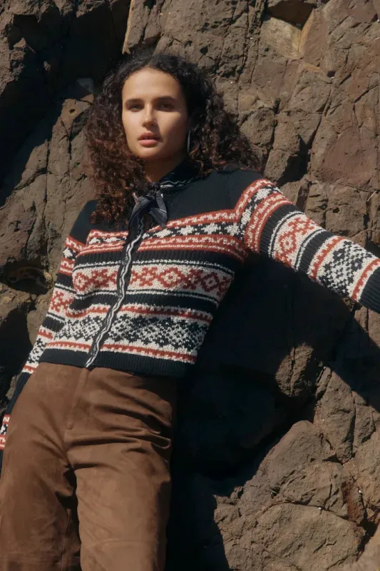 Moss Crop Fair Isle Cardigan in Merino Wool Knit sold by Fabrique