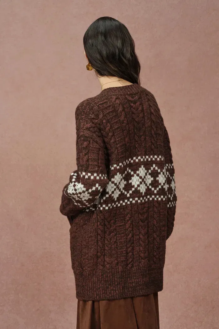 Corvara Fair Isle Cardigan in Coarse Spun Merino Wool sold by Fabrique product image thumbnail 4