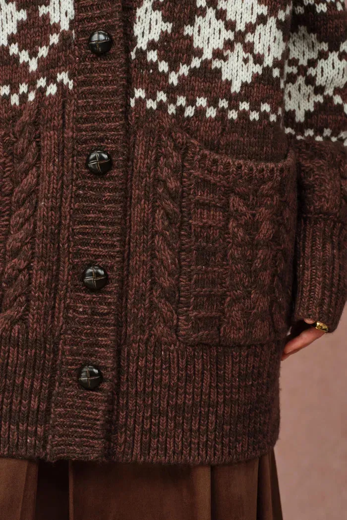 Corvara Fair Isle Cardigan in Coarse Spun Merino Wool sold by Fabrique product image thumbnail 5