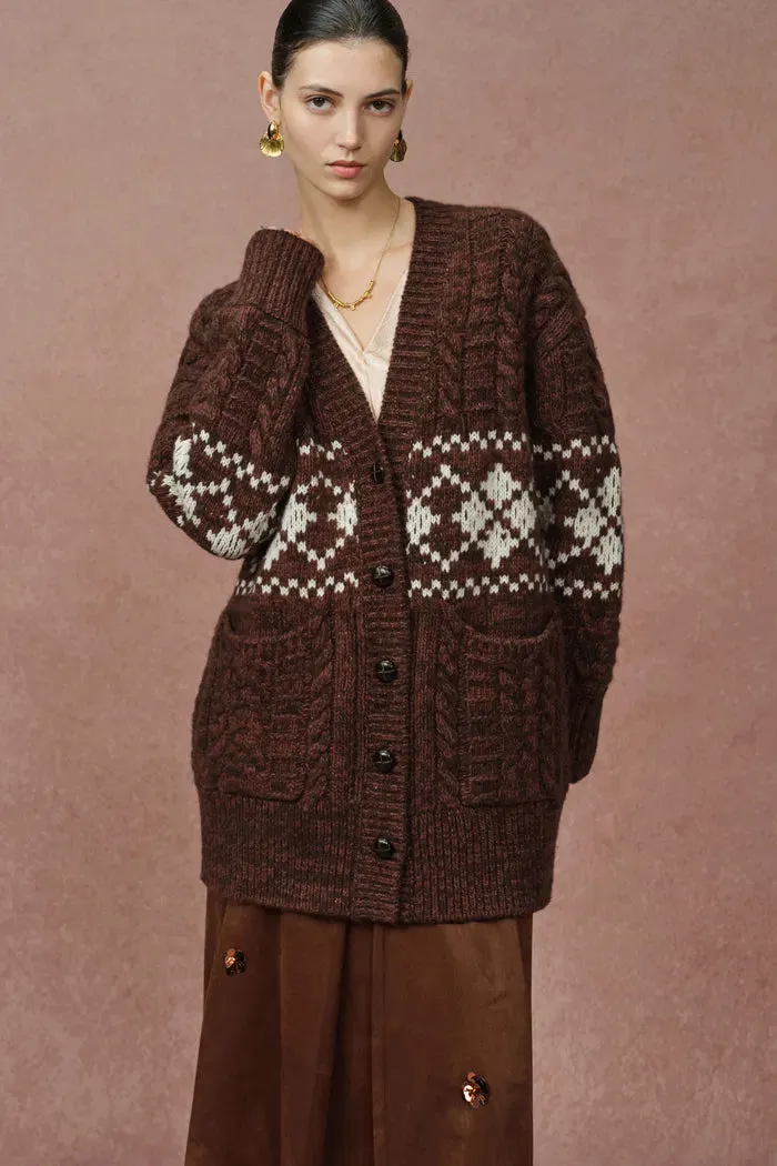 Corvara Fair Isle Cardigan in Coarse Spun Merino Wool sold by Fabrique product image thumbnail 2