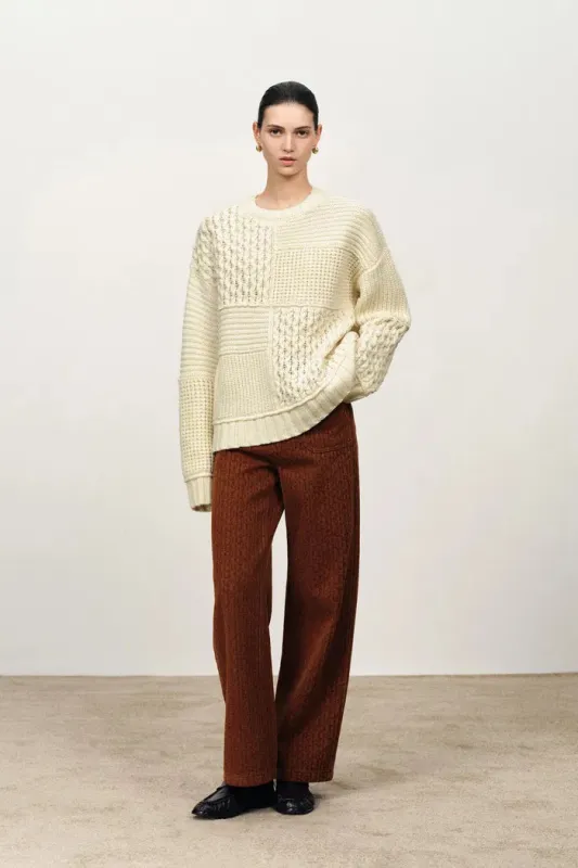 Heidi Mixed Texture Sweater in Merino Wool Knit sold by Fabrique
