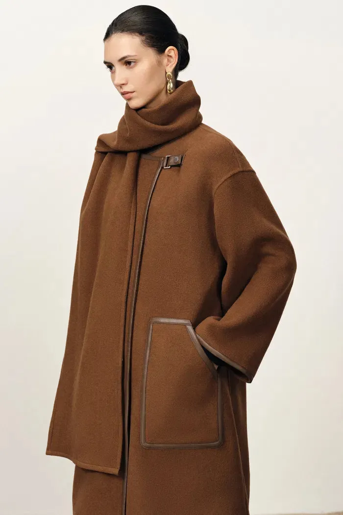 Selian Detachable Scarf Coat in Double-Face Merino Wool sold by Fabrique product image thumbnail 2