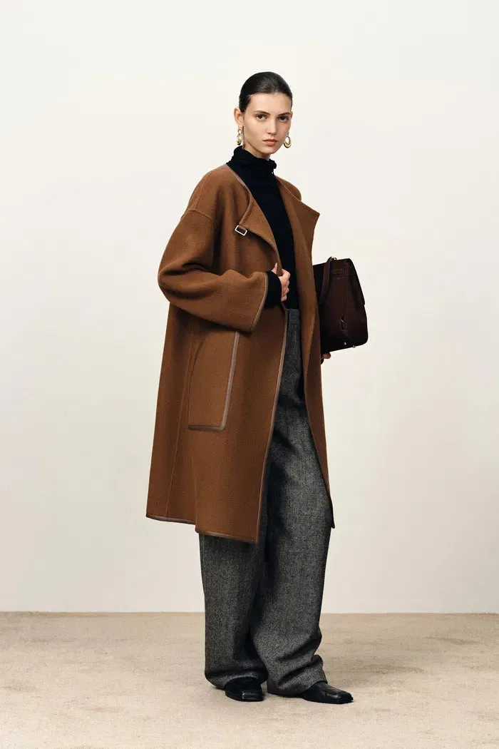 Selian Detachable Scarf Coat in Double-Face Merino Wool sold by Fabrique product image thumbnail 4